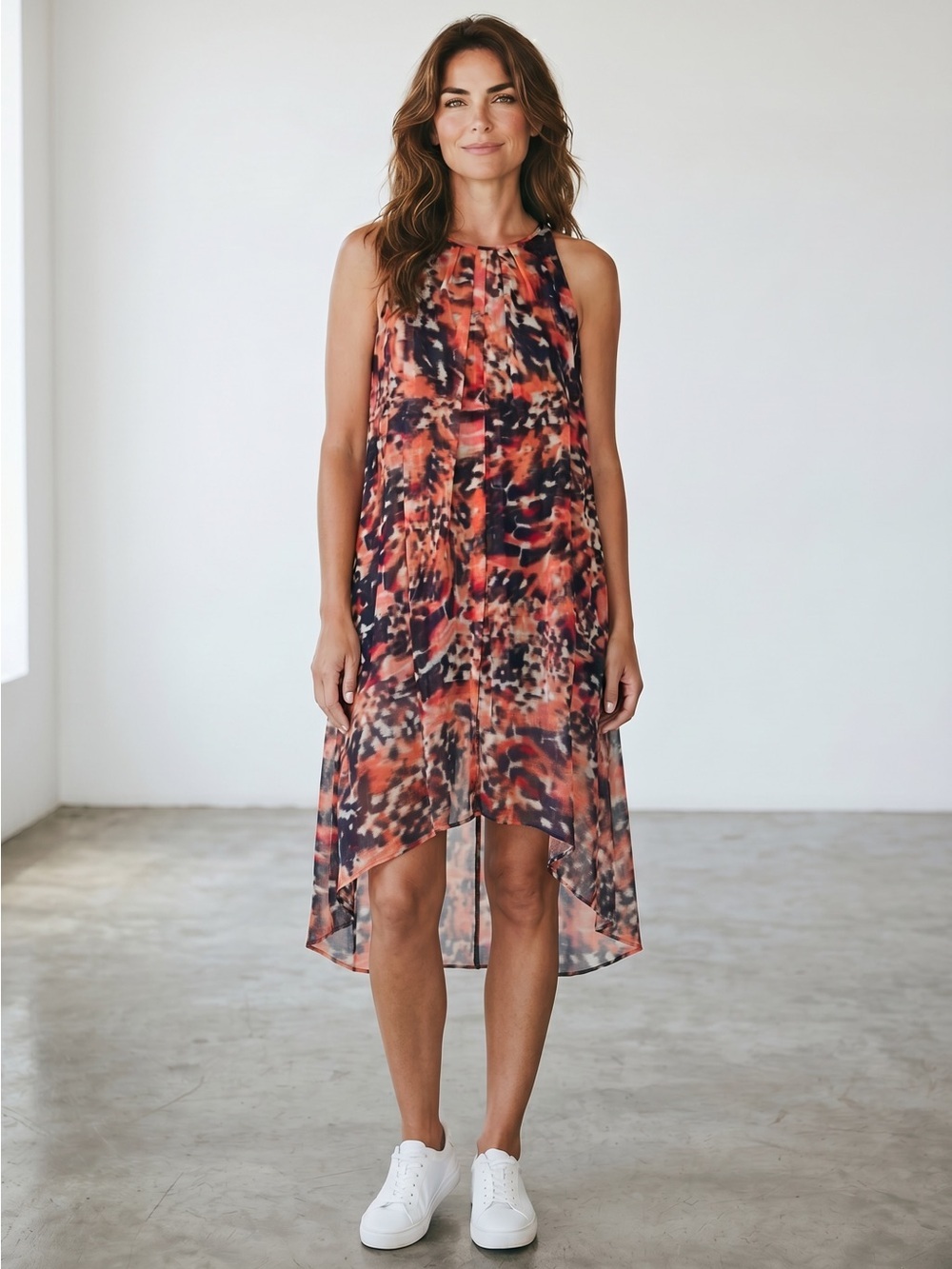 London Times Sleeveless Halter High Low Dress Size 14